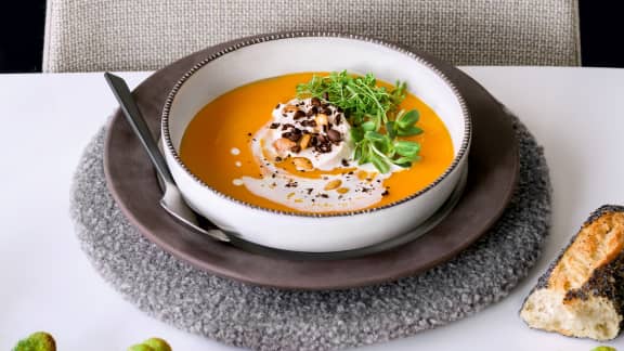 Potage de courge au café