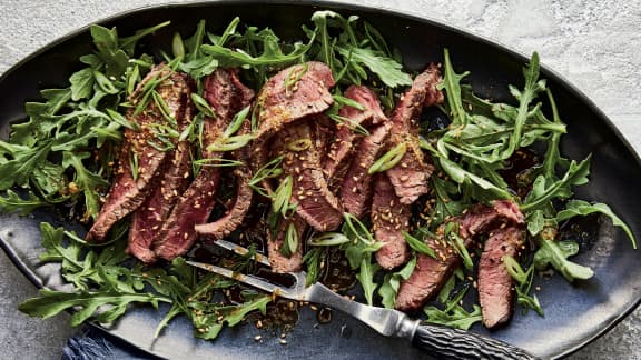 Samedi midi : Tataki de boeuf, vinaigrette au gingembre et citron