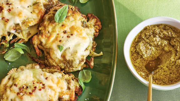 Mardi : Poulet au pesto sur chou-fleur