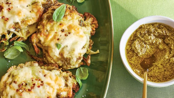 Poulet au pesto sur chou-fleur