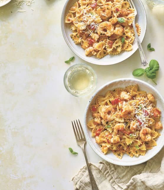 Pâtes aux crevettes épicées