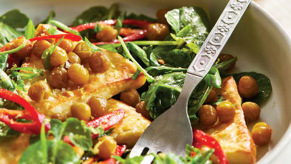 Jeudi : Salade de pois chiches et de halloumi