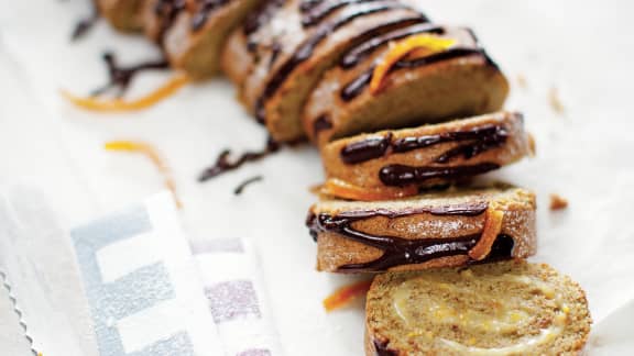 Gâteau roulé pistaches et orange