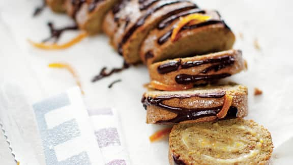 Gâteau roulé pistaches et orange