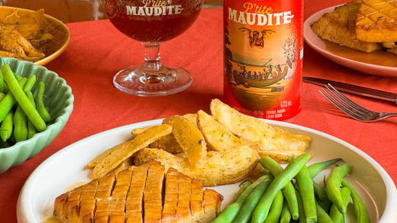 Tofu à l'érable et à la bière P'tite Maudite