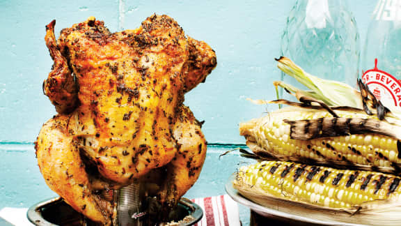 Poulet sur canette de bière
