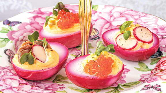Œufs mimosa à la betterave