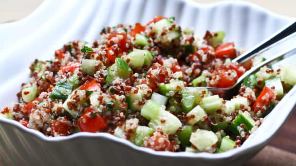 Salade de quinoa deux couleurs au cumin et à la ciboulette