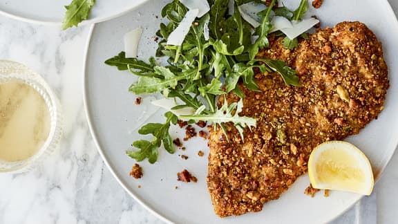 Mercredi : Escalopes de poulet en croûte de pistaches