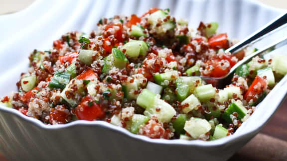 Salade de quinoa deux couleurs au cumin et à la ciboulette