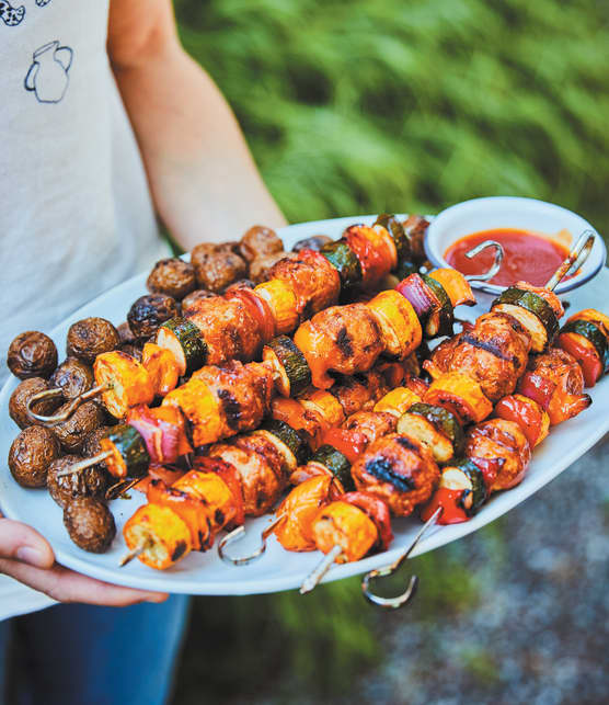 Brochettes de boulettes BBQ