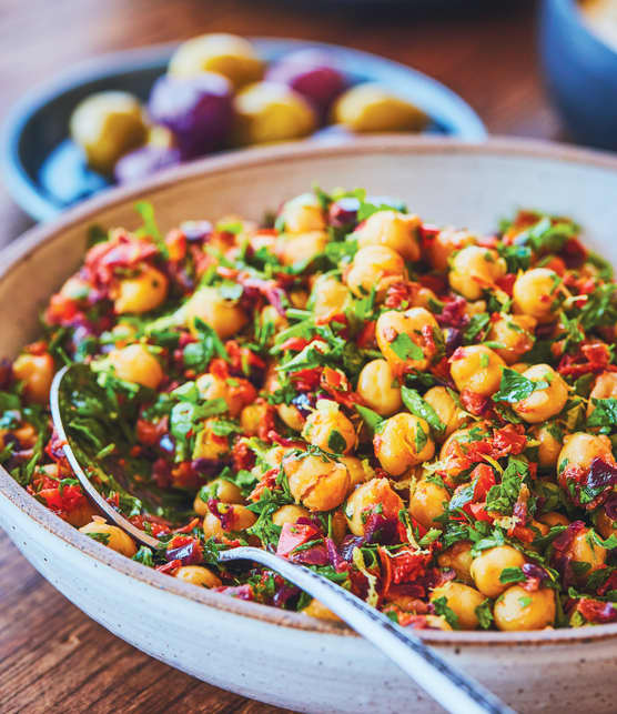 Recette Salade de pois chiche aux herbes fraîches et autres