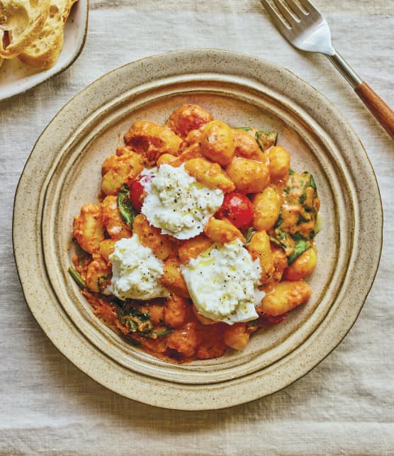 Gnocchis à la sauce rosée et à la burratini