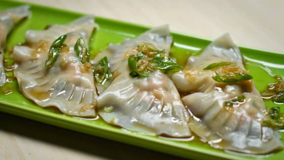 Dumplings aux pinces de homard, au gingembre et au sirop d'érable