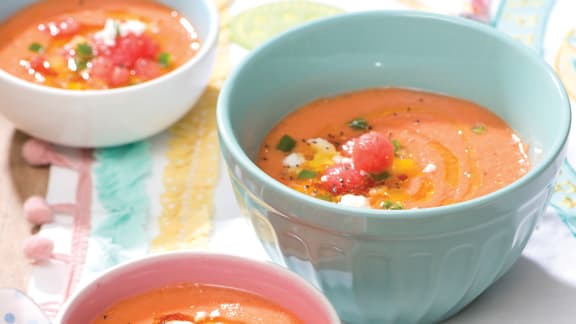 Gaspacho au melon d'eau et aux tomates