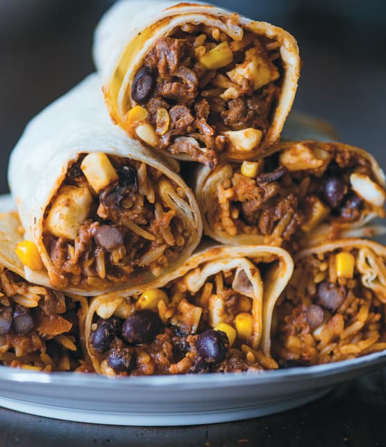 Burritos de luxe au boeuf et au riz mexicain