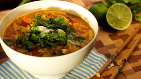 Lundi : Soupe-repas thaïe au lait de coco