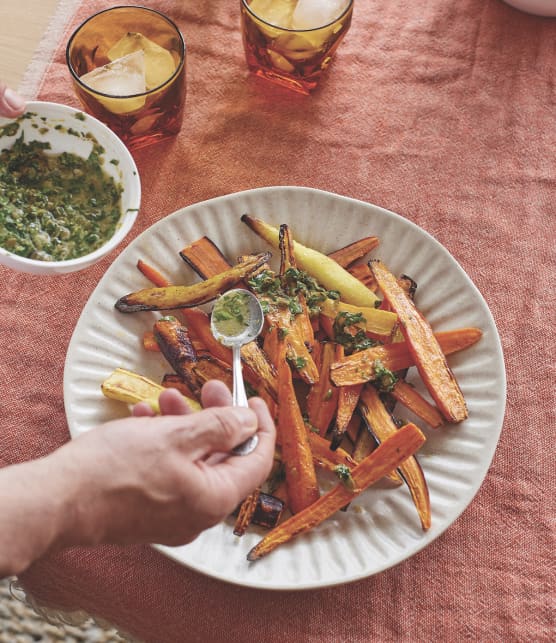 Carottes grillées, beurre citron et câpres