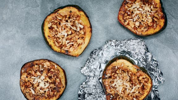 Papillote de courge aux noix et au parmesan