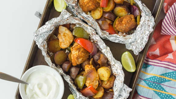 Lundi : Fajitas au poulet en papillote d’aluminium