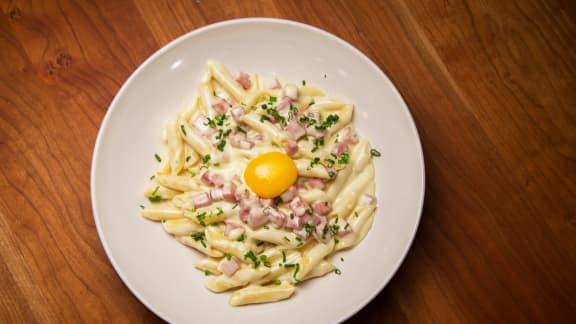 Pâtes au jambon style carbonara