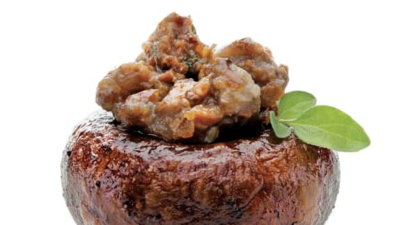 champignons farcis au fromage bleu de L'abbaye St-Benoit