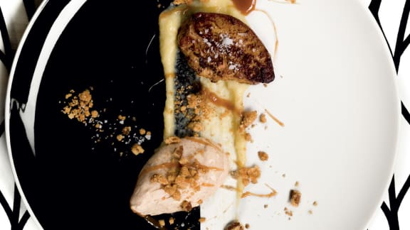 croustade aux pommes revisitée avec foie gras poêlé
