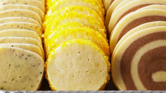 trio de biscuits au citron, au thé Earl Grey et au chocolat