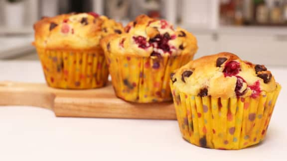 muffins canneberges et chocolat