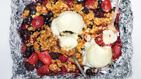 crumble de petits fruits en papillote