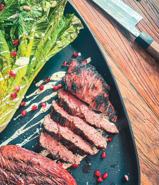 Bavette marinée sur salade