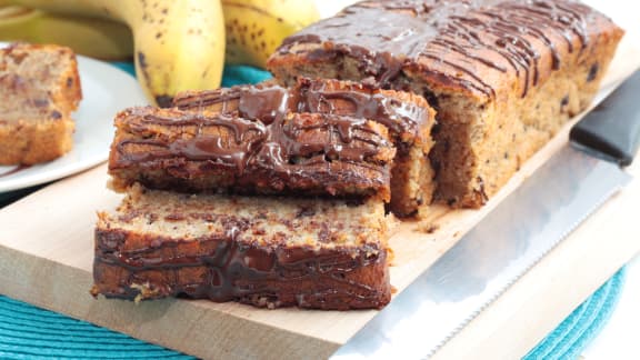 Pain marbré bananes et chocolat