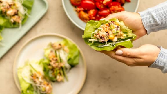 Lundi : Wraps de laitue au saumon