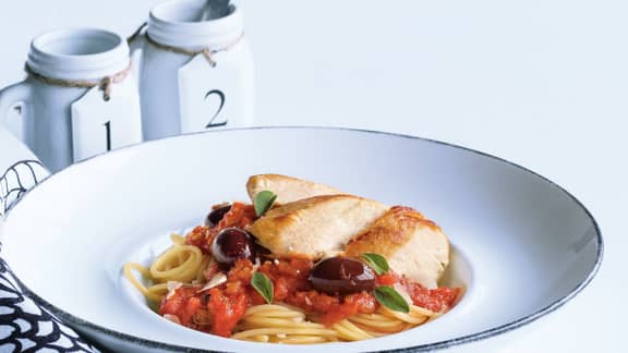 Poulet à la sauce puttanesca
