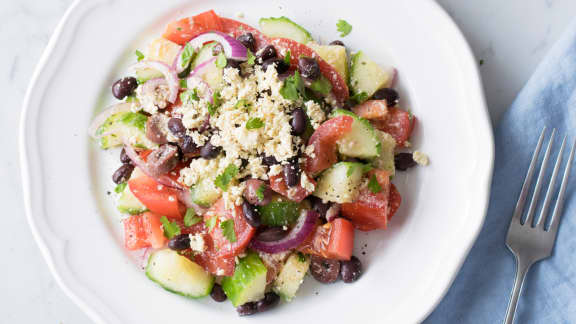 Pâtes à la feta, tomates et haricots blancs - Julie DesGroseilliers