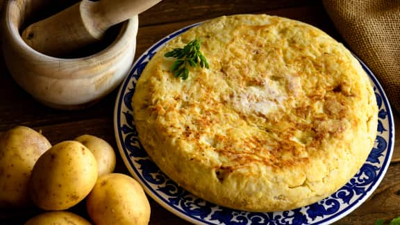 Tortilla de pommes de terre aux oignons verts