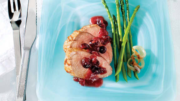 Filets de porc au cidre de glace, aux canneberges et au gingembre frais