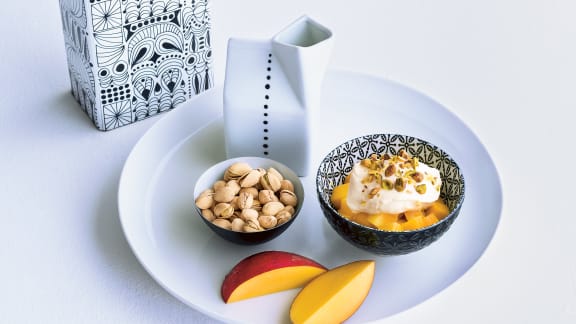 Salade de mangue et crème au miel