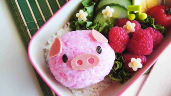 Onigiri cochon mignon au porc et à la framboise