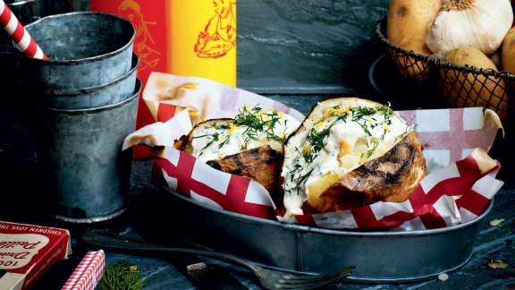 Pommes de terre fumées, fromage ricotta aux fines herbes