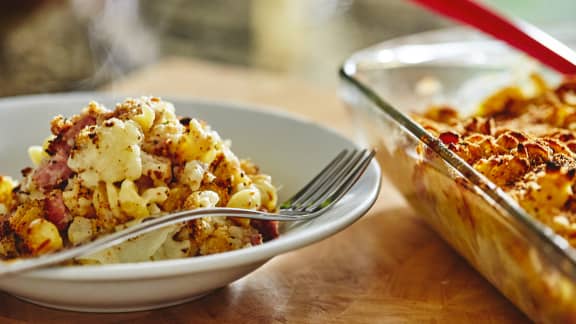 Restants de jambon : Gratin de chou-fleur au bacon, jambon et fromage Oka
