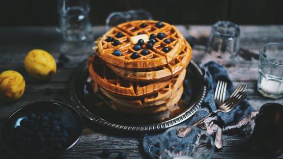 Gaufres aux bleuets et à la ricotta