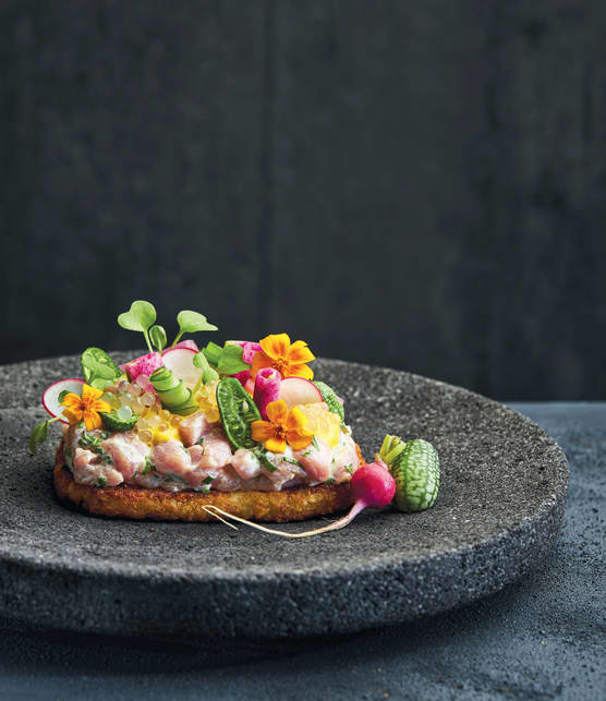 Tartare de veau, hashbrown et herbes