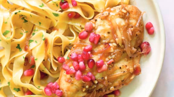 Poulet caramélisé à la grenade et au miel