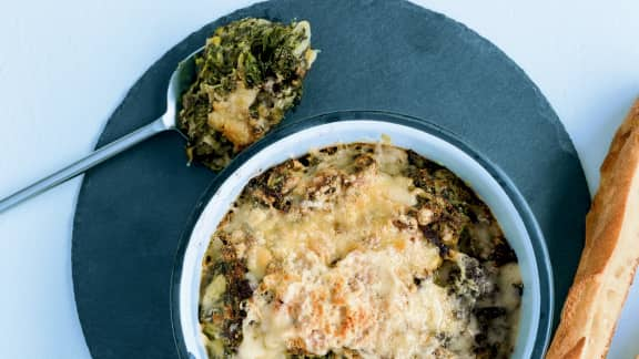 Gratin d'épinards et de poireaux