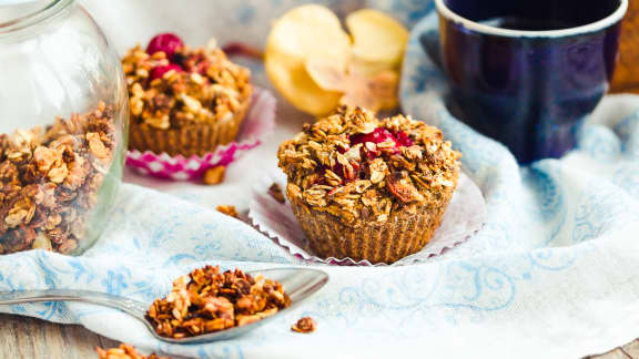 Muffins de quinoa aux pommes, canneberges et érable (sans gluten)