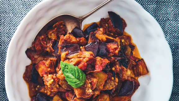 Melanzane funghetti (Aubergines en sauce tomate)