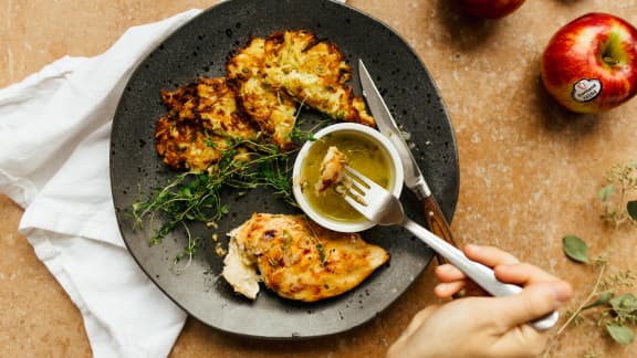 Jeudi : Poitrine de poulet au beurre de pomme