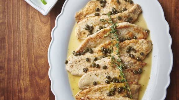 Lundi : Escalopes de dinde au citron et aux câpres
