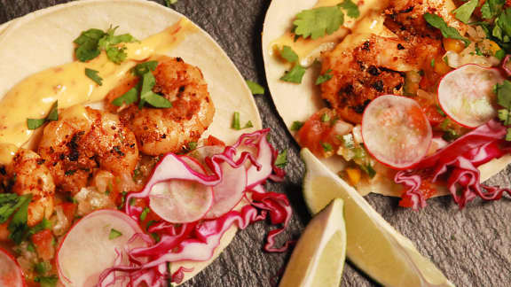 Vendredi : Tacos aux crevettes cajuns grillées sur le BBQ